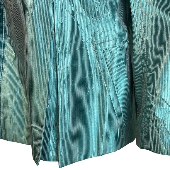 Emil Rutenberg Lightweight Swing Jacket Collared Teal Mint Blue Pinstripe Size 4 - Picture 5 of 9